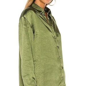 Lovers And Friends Salinas Green Silk Button Down Blouse Size Xs Like New